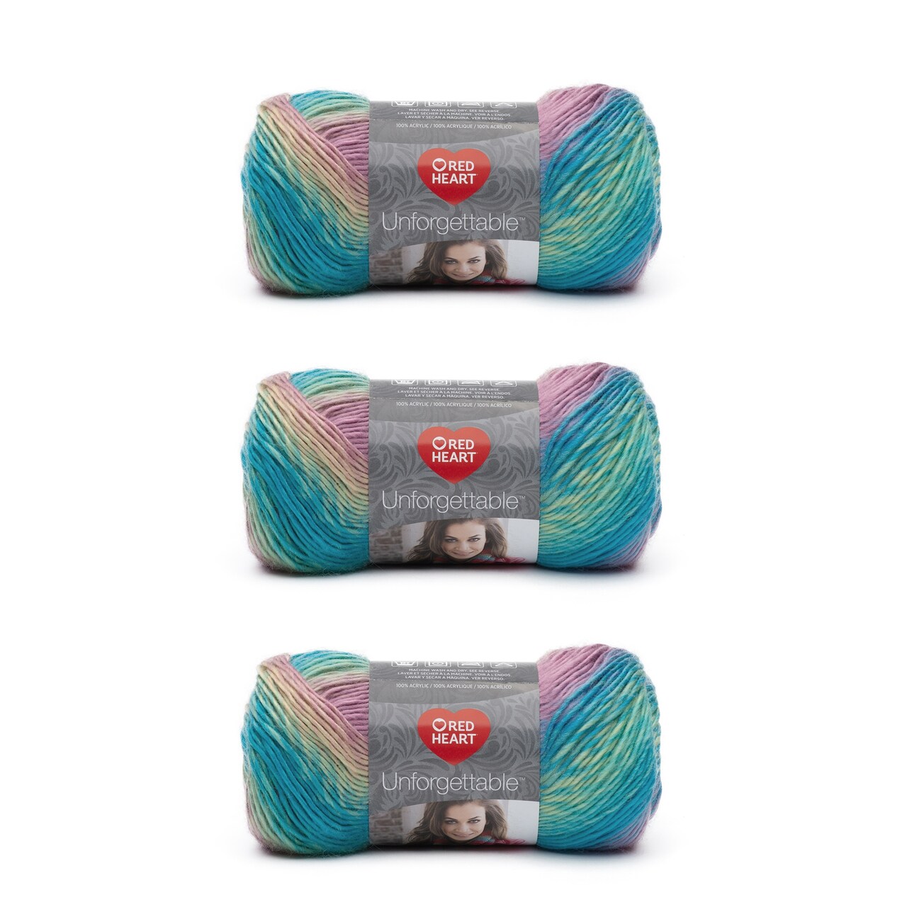Red Heart Boutique Unforgettable Candied Yarn - 3 Pack of 100g/3.5oz - Acrylic - 4 Medium (Worsted) - 270 Yards - Knitting/Crochet